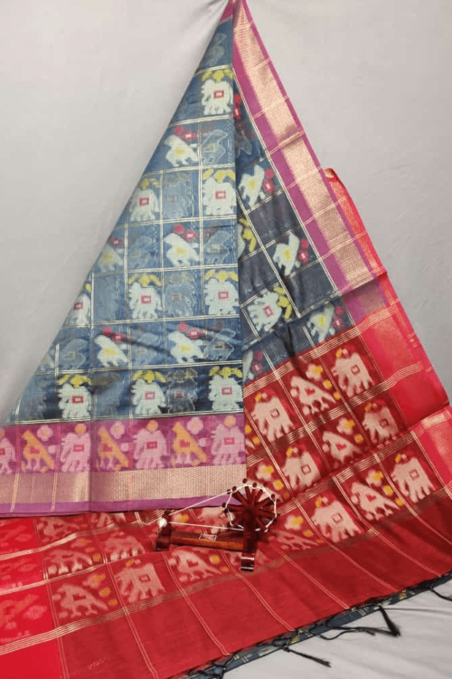 Ash Dupatta with Maroon Border