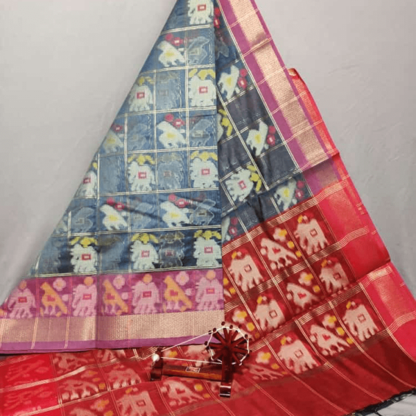 Ash Dupatta with Maroon Border