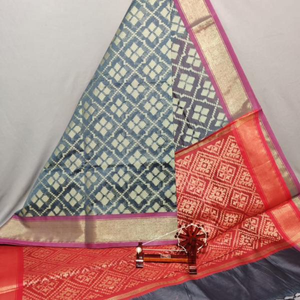 Ash Dupatta with Red Border