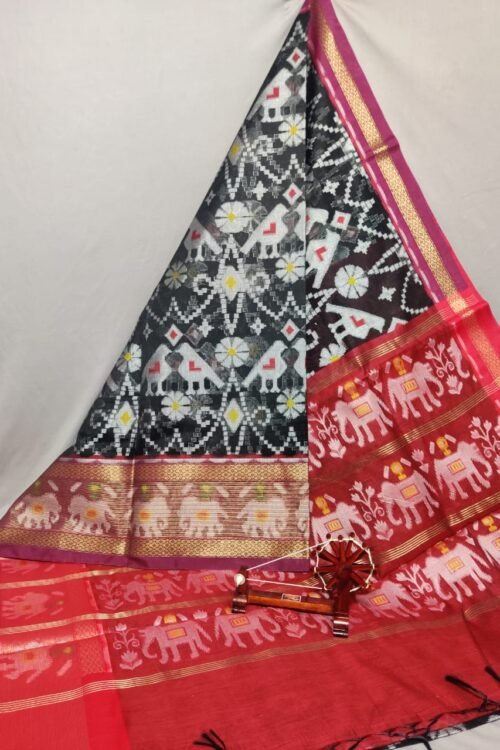 Black Dupatta with Dark Red Border