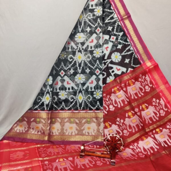 Black Dupatta with Dark Red Border