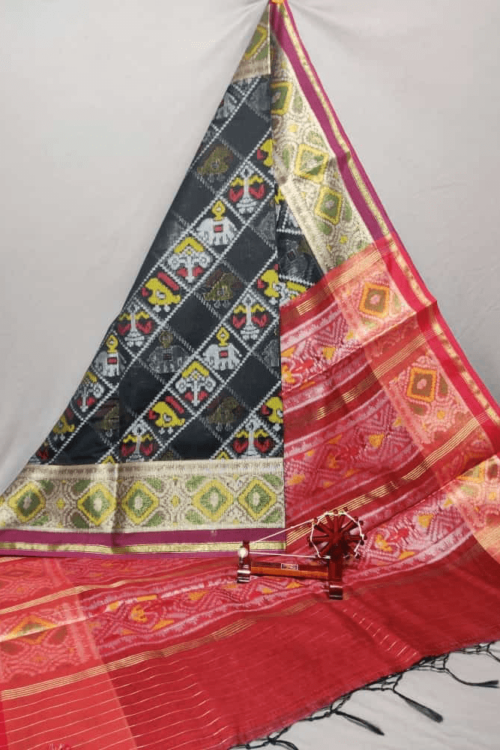 Black Dupatta with Maroon Border