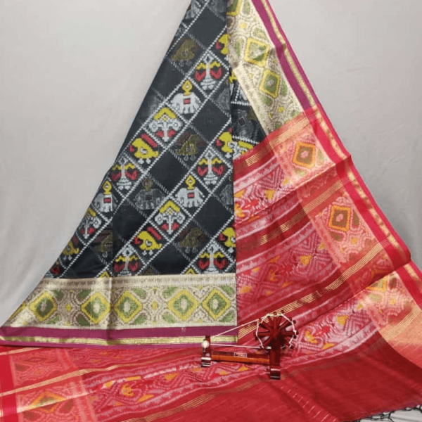 Black Dupatta with Maroon Border