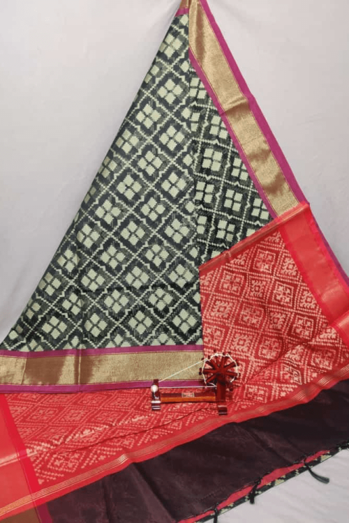 Black Dupatta with Red Border