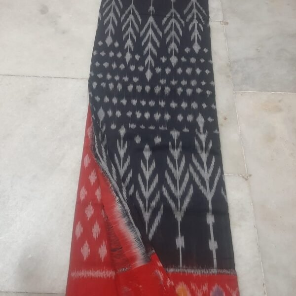 Black cotton Saree with Pink Border -wmf