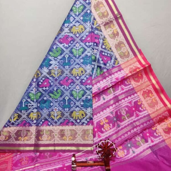 Blue Dupatta with Purple pink Border