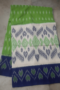 Green Cotton Saree with White and Black Border