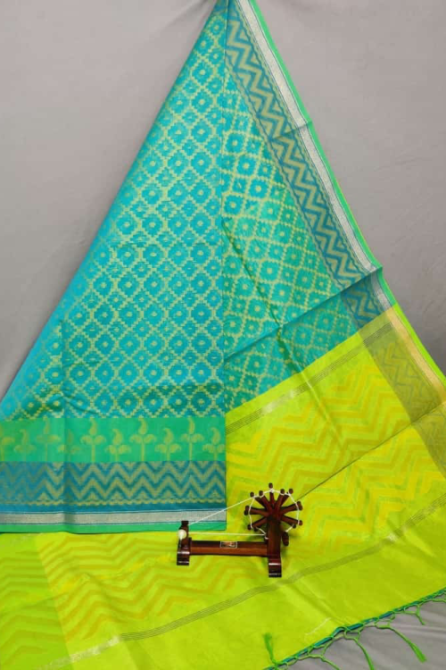 Green Dupatta with Parrot Green Border