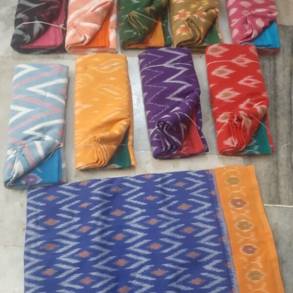 Indigo Blue Cotton Saree with Orange Border