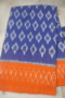 Indigo Blue Cotton saree with Orange Border