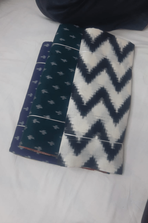 Multi Colour with one stripped Cotton Saree Pack of 3