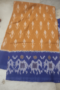 Mustard Cotton Saree with Blue Border