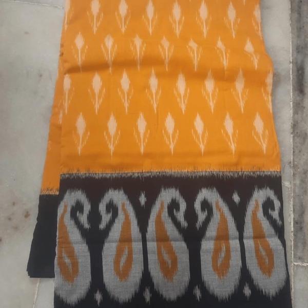 Orange Soft Cotton saree with black