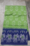 Parrot Green Cotton Saree with Blue Border