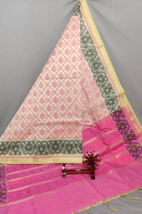 Peach Dupatta with Pink Border