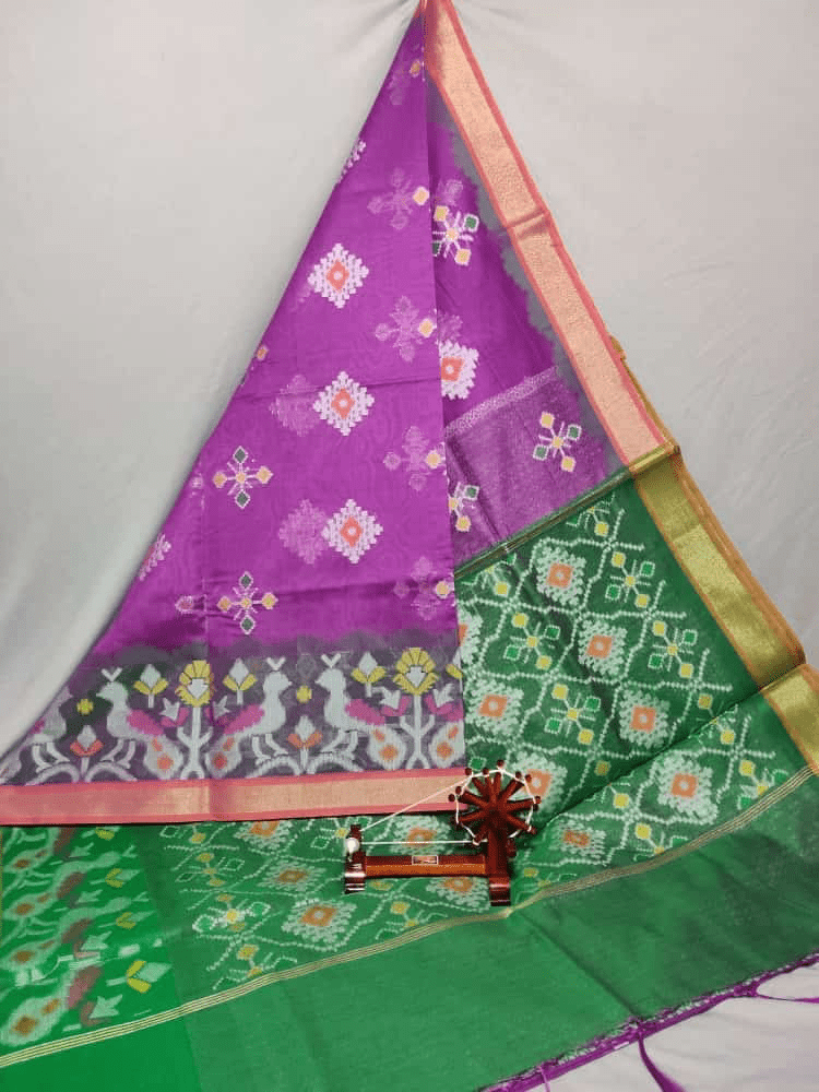 Purple Dupatta with Dark Green Border Purple Dupatta with Dark Green Border