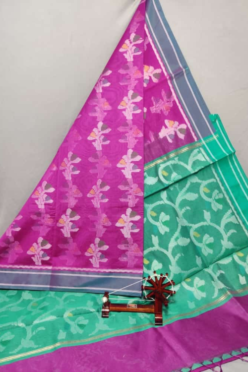 Purple Dupatta with Sea Green Border