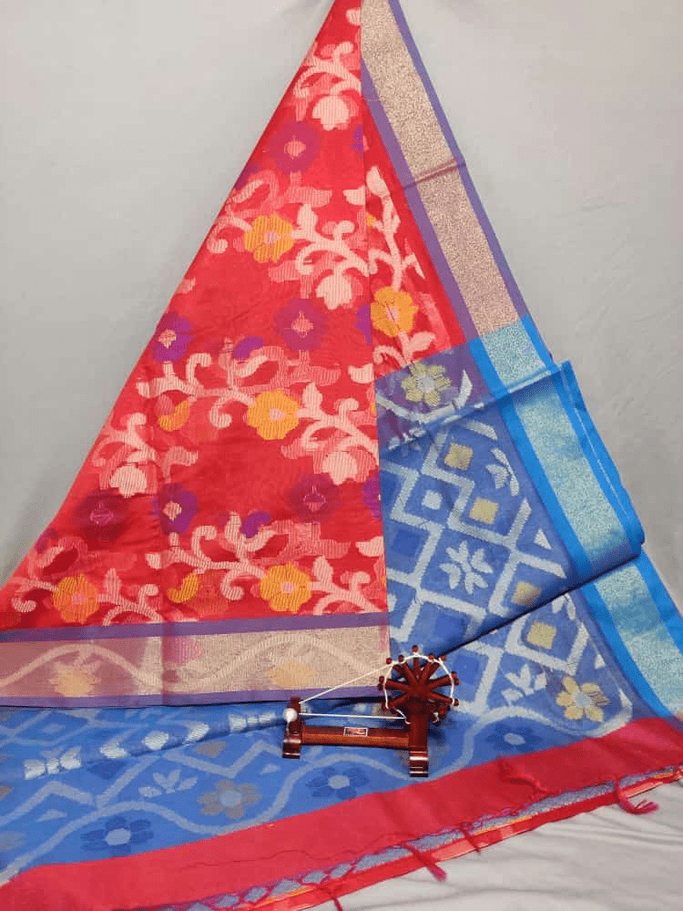 Red Dupatta with Blue Border Red Dupatta with Blue Border