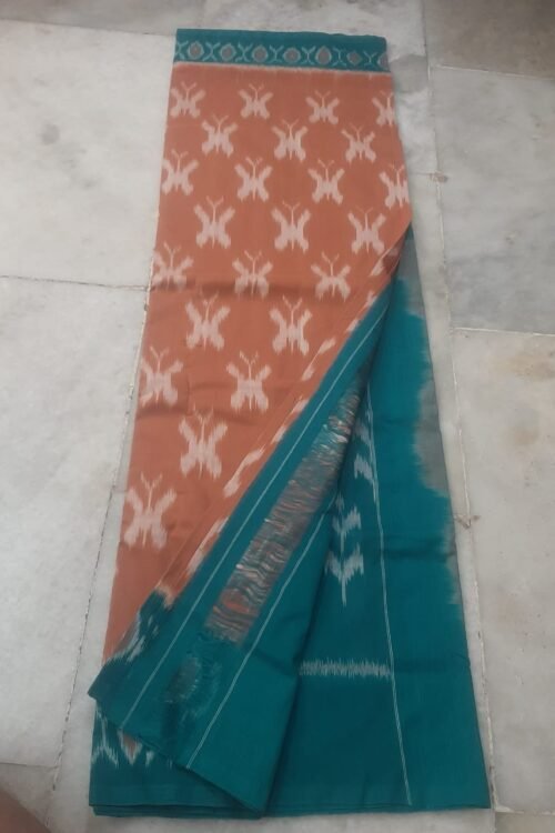 Rosy Cotton Saree With Sea Green Border