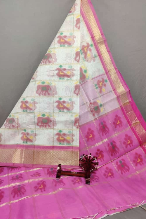 White Dupatta with Baby Pink Border