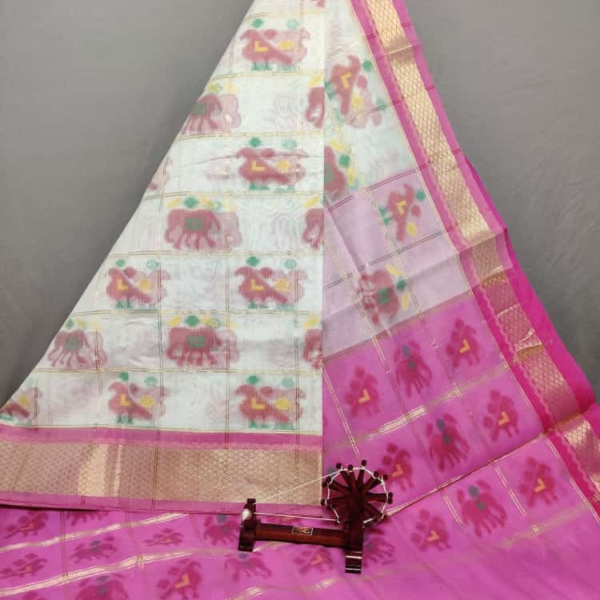 White Dupatta with Baby Pink Border