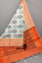 White Dupatta with Orange Border