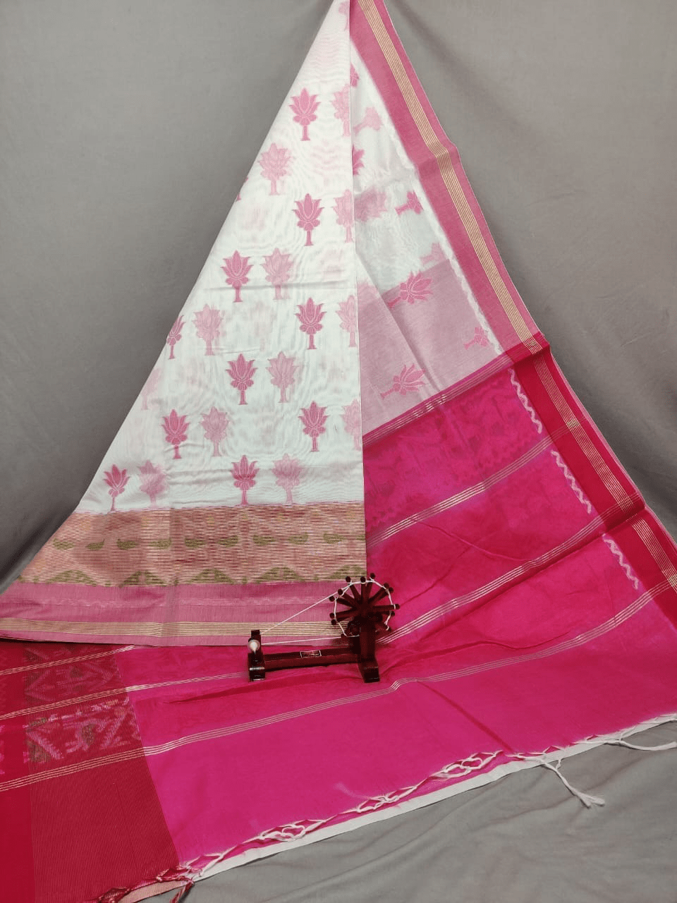 White Dupatta with Pink Border White Dupatta with Pink Border
