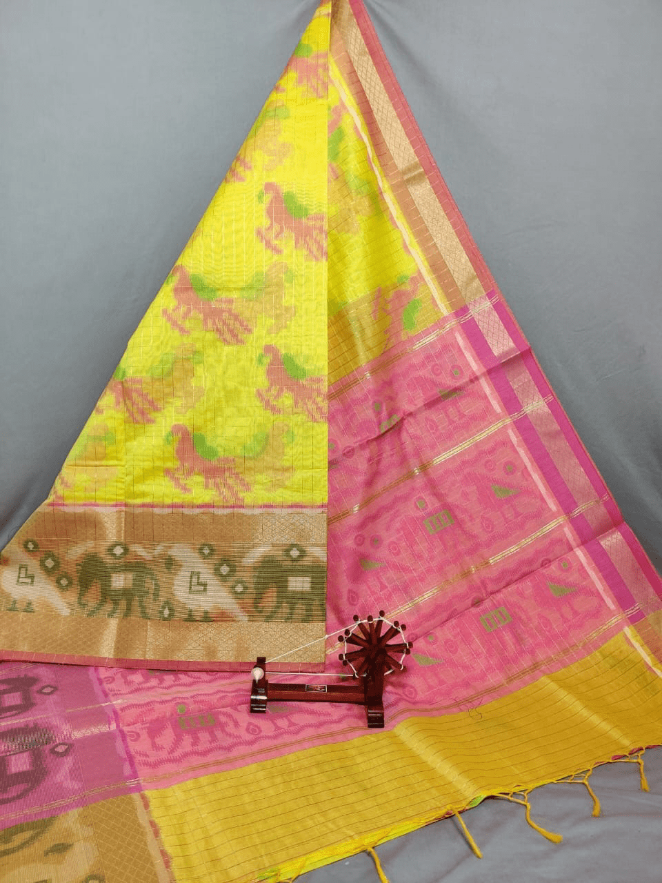 Yellow Dupatta with Pink Border Yellow Dupatta with Pink Border